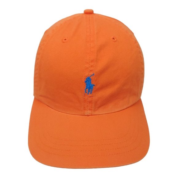 Polo Ralph Lauren Cotton Chino Leather Buckle Strap Orange Cap Trucker Baseball